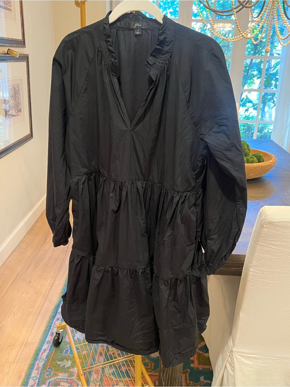 Jcrew Women's Black Tiered Long Sleeve Dress